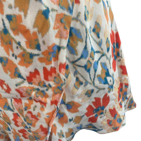 Haute Hippie Orange Blossom Silk Wrap Floral V-Neck Summer Dress Women Sz L