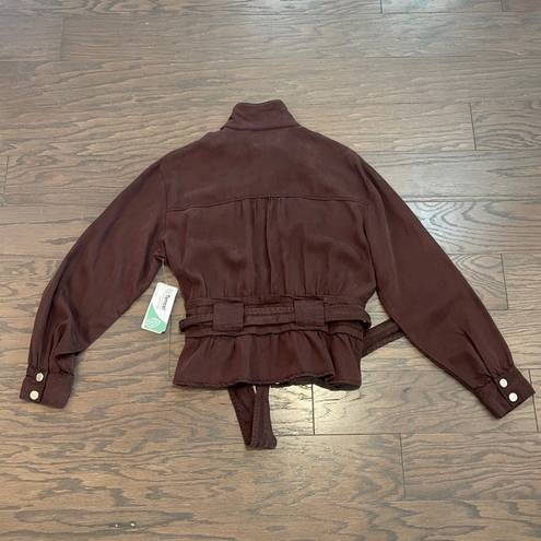 Dear John New!  AUSTIN DROP SHOULDER Denim Belted Jacket in Dark Oak Size Small