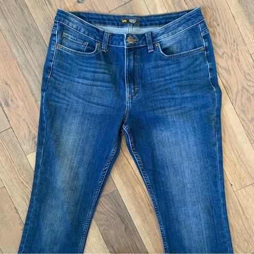 Lee  Regular Fit Mid Rise Bootcut Blue Denim Jeans Size 12 Long