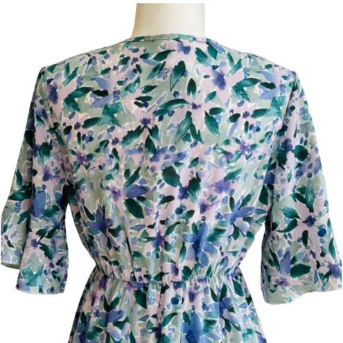 a.n.a -Kaci Dress Lavender Green Floral Flutter Short Sleeve Tiered Boho Small