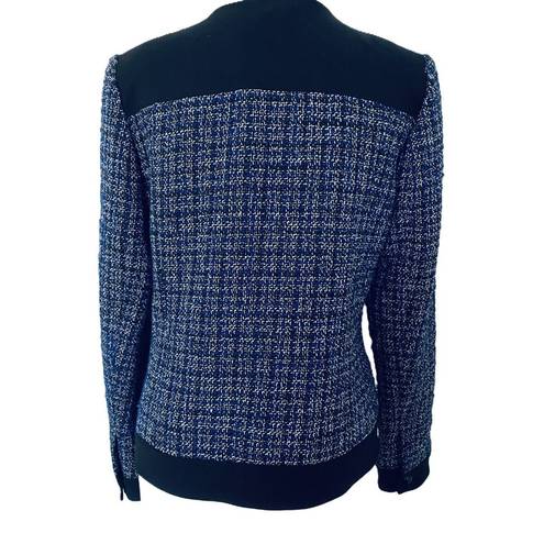 Tommy Hilfiger  Blue Black Button Snap Front Tweed Suit Jacket Blazer Jacket 10