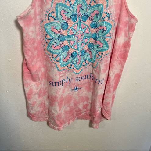 Simply Southern  Tie Dye Tank Top Pink Teal M