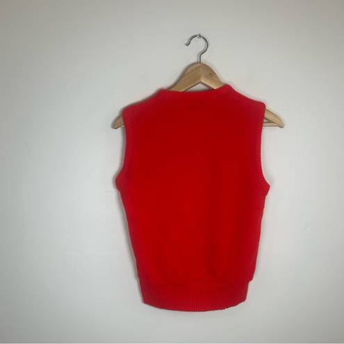 Lacoste Vintage  red v neck sweater vest size small