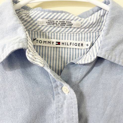 Tommy Hilfiger  Blue Button Down Business Casual Long Sleeve Blouse Size 6