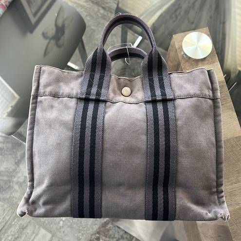 Hermès HERMES Paris Small Denim Tote Bag, Grey