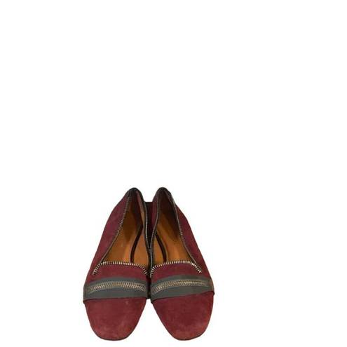 Rebecca Minkoff  Maroon Suede Zippered Detail Flats Women SZ 7