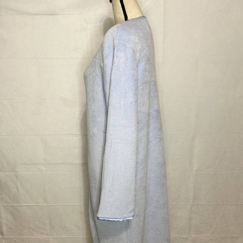 Oscar de la Renta  Ladies S/M Baby Blue Plush Full Zip Lg Sleeve Robe Housecoat