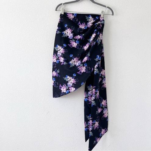 Lovers + Friends  Kana Skirt In Royal Floral Black Tie Waist