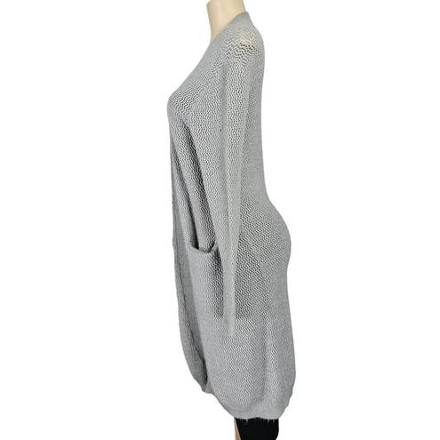 Chelsea 28 Sweater Womens Small Grey Open Knit Long Sleeve Cardigan Duster