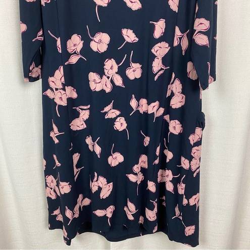 J.Jill  Blue&Pink Floral Pocket Front Shift Dress Sz.L