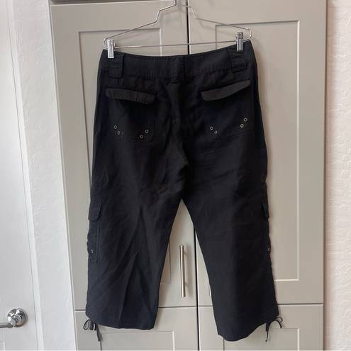 Juicy Couture Y2K Black Cargo Cropped Juicy Coture Linen Boho Casual Retro Pants Capris Small