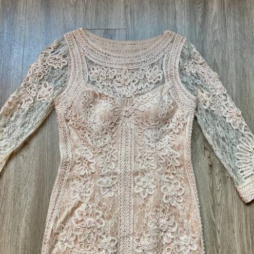 Sue Wong  Blush Pink Lace Bodycon Cocktail Dress Size 8