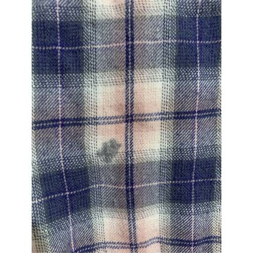 Treasure & Bond Plaid Flannel Button Down Shirt--Blu/Rd Rayon/Acr L/S 3XL Women’s