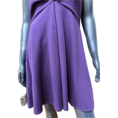 Badgley Mischka  Purple Dress Size 10 Flower Appliqué Short Dress ￼