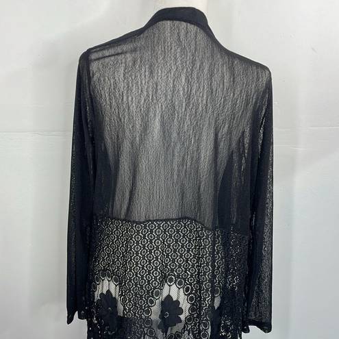 Black Witchy Boho Sheer Lace Long Sleeve Cardigan Duster size M/L Size L