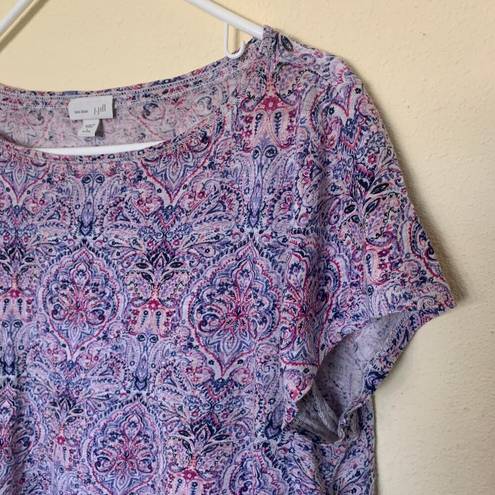 J.Jill  Purple Linen Paisley Scoop Neck Top Size L Petite