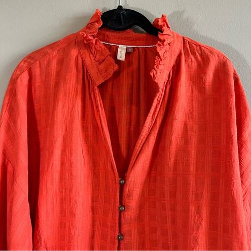 Pilcro  Anthropologie Orange Long Sleeve Button Down Top Large