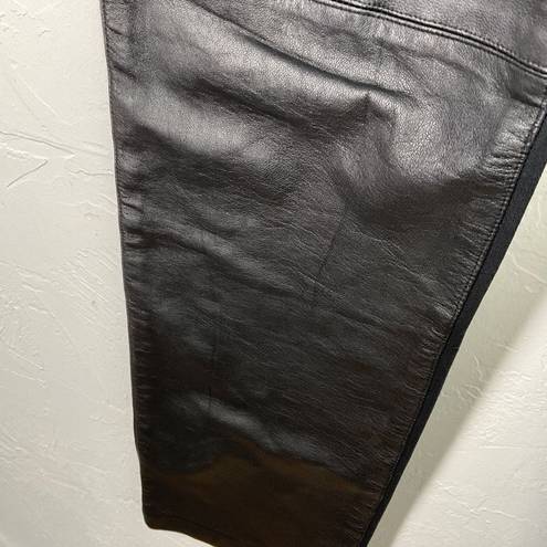 DKNY  Black Mixed Media Leather Straight Leg Pants 6