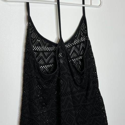 Joe Boxer  Black Mesh Stretchy Spaghetti Strap Swimsuit Coverup