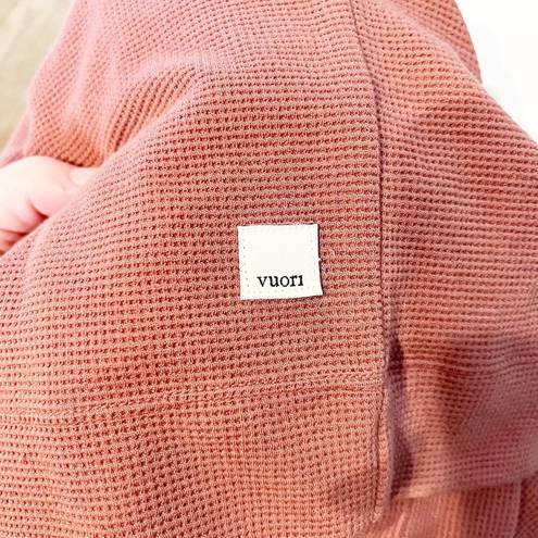 Vuori  Bayview Thermal Waffle Hoodie Pullover Sweatshirt Rosewood Pink XS