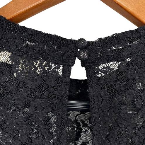 Umgee  Women’s Sheer Black Lace Tank Tunic Top Blouse