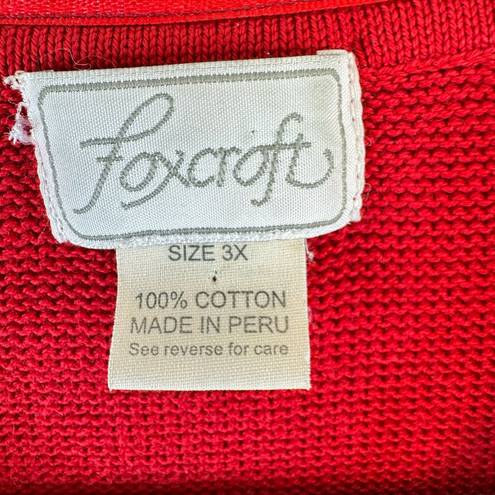 Foxcroft  Red Long Sleeve Crew Neck Cotton Clam Shell Button up Cardigan Size 3X