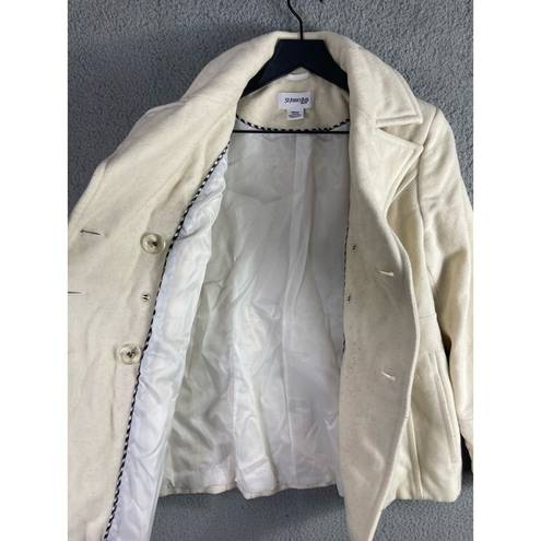 St. John’s Bay St. John's Bay Women's Peacoat Winter Coat Cream Size Small Wool Nylon Cashmere