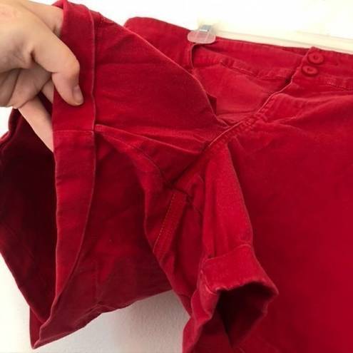 Torrid  Plus Size Belted Sateen Short Solid Bright Red Cuffed Cotton 26 NO BELT