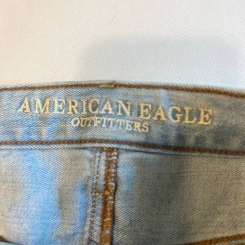 American Eagle  Womens Skirt SIze 10‎ Blue Denim Mini Distressed Mini Skirt