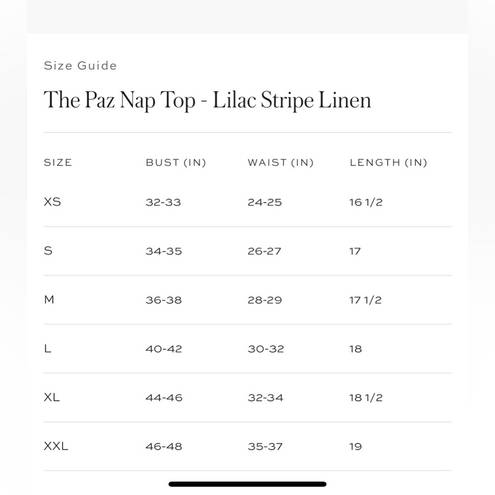 Hill House  Paz Nap Top Lilac Stripe 100% Linen XL
