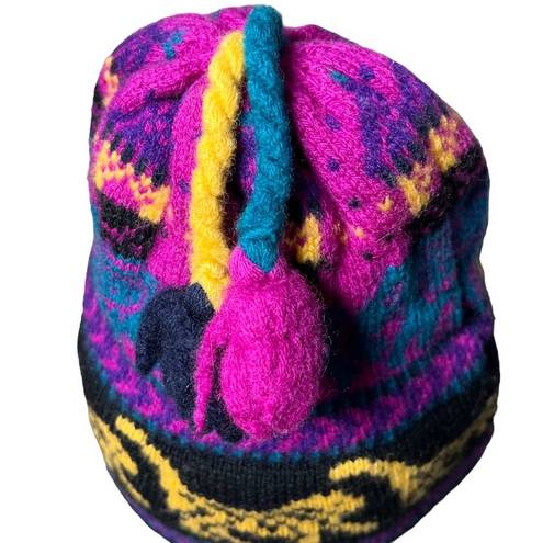 The Mountain Vintage Ladies & Ewe Wool Knit Winter Beanie Hat Tassel Animal Pattern