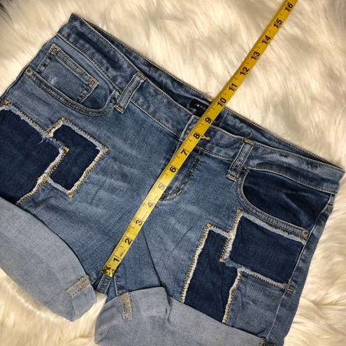 I Heart Ronson I love Ronson patchwork denim cuffed shorts sz 2