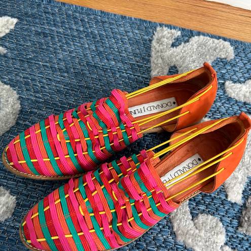 Donald Pliner Anthropologie Rainbow Leather Woven Elastic Slide D’Orsay Flat 7.5