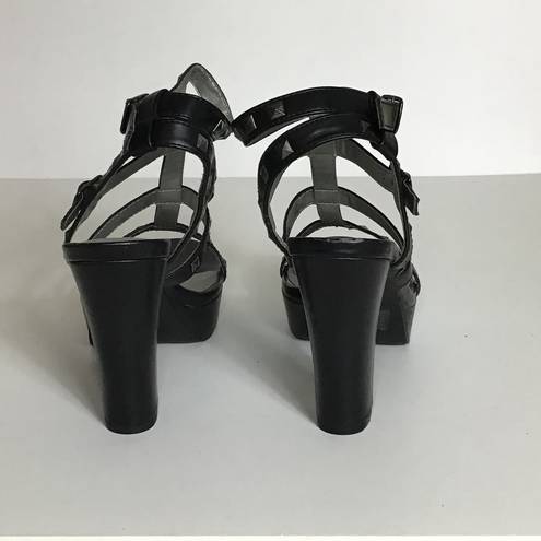 Seven Dials   Women Studded Strappy Black Chunky heel platform Sandals Sz. 9 New