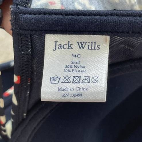 Jack Wills  Black Print Halter Bikini Swim Top Womens Size 34C