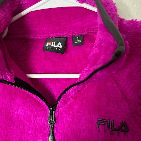 FILA  Women Small Pink Athletic Jacket Teddy Athleisure Workout Sport Sweatshirt