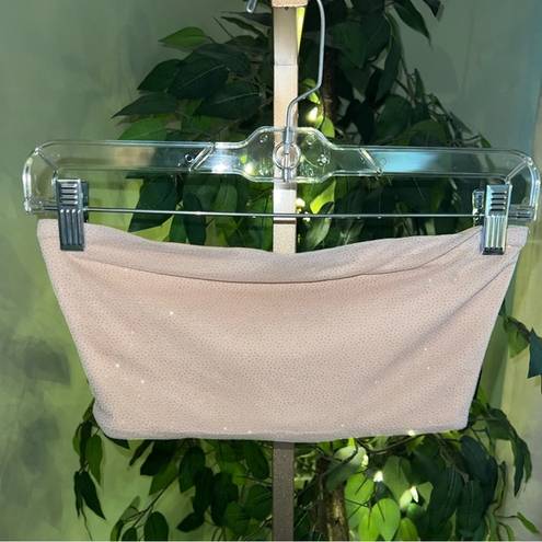 Meshki  Bandeau with Back Zipper, Nude Color with Silver Glitter Size Small