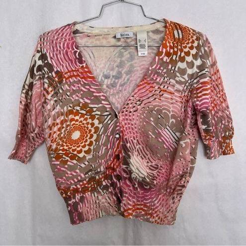 Krass&co 5/$25liz &  cotton button up short sleeve cardigan size small