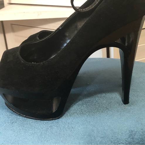 Wild Rose NWOT  5” heel black velvet peep toe platform sandals sz 9