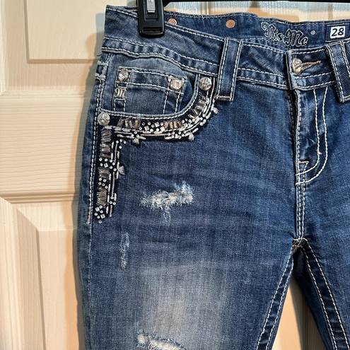 Miss Me Women’s  Mid-Rise Bootcut Jeans Distressed Medium Wash Size 28