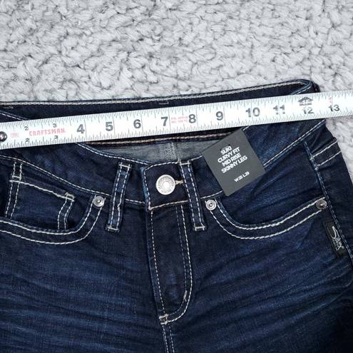 Silver Jeans  Suki Curvy Fit Mid Rise Skinny Jeans Dark Wash Blue Size 25 x 29