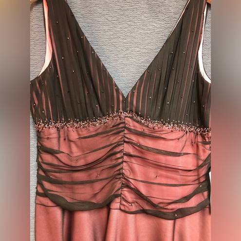 a.n.a NWT JS boutique 16 coral under dress  mesh brown overlay with rushing