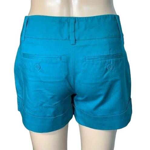 New York & Co. 7th Avenue Womens Dress Shorts Cuffed Stretch Teal Blue Size 0