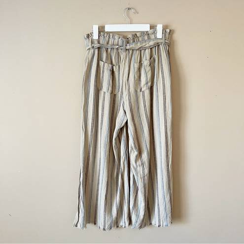 REWASH  | Tan Striped Paper Bag Cropped Pants Sz L