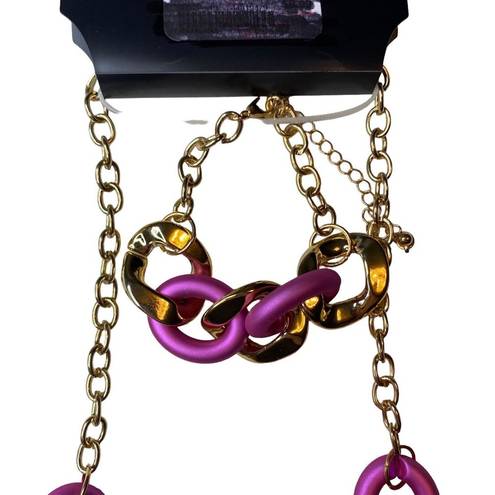 Edge  Metallic Purple Gold Jewelry Set Earrings, Bracelet and Necklace Brand New