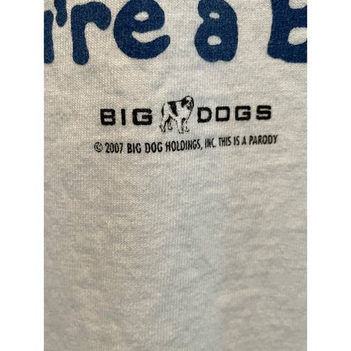 Big Dogs  100% Cotton White Graphic Parody Short Sleeve T-shirt size Large