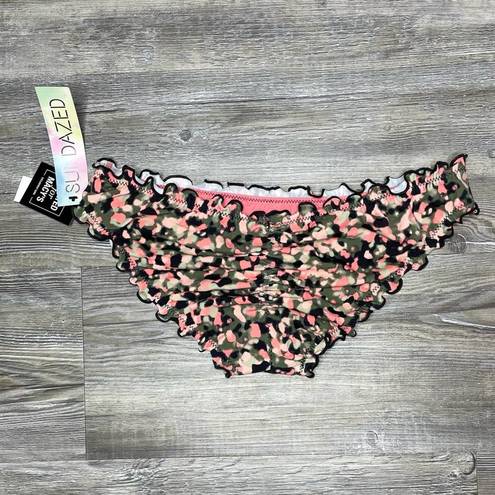 Edge Sundazed Women's Black Multi Mermaid Ruffle  Hipster Bikini Bottoms sz S