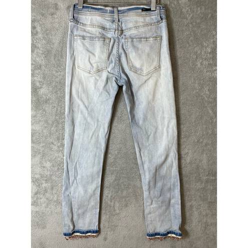 Pilcro  Midrise Light Wash Embroidered Ankles Slim Straight Leg Jeans 26