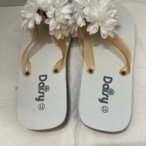 Daisy  Women's Flip Flop Wedged Heel Sandals‎ Two-tone White Size 11