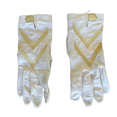 Vintage Driving Car Gloves White Stretch Leather Accent One Size